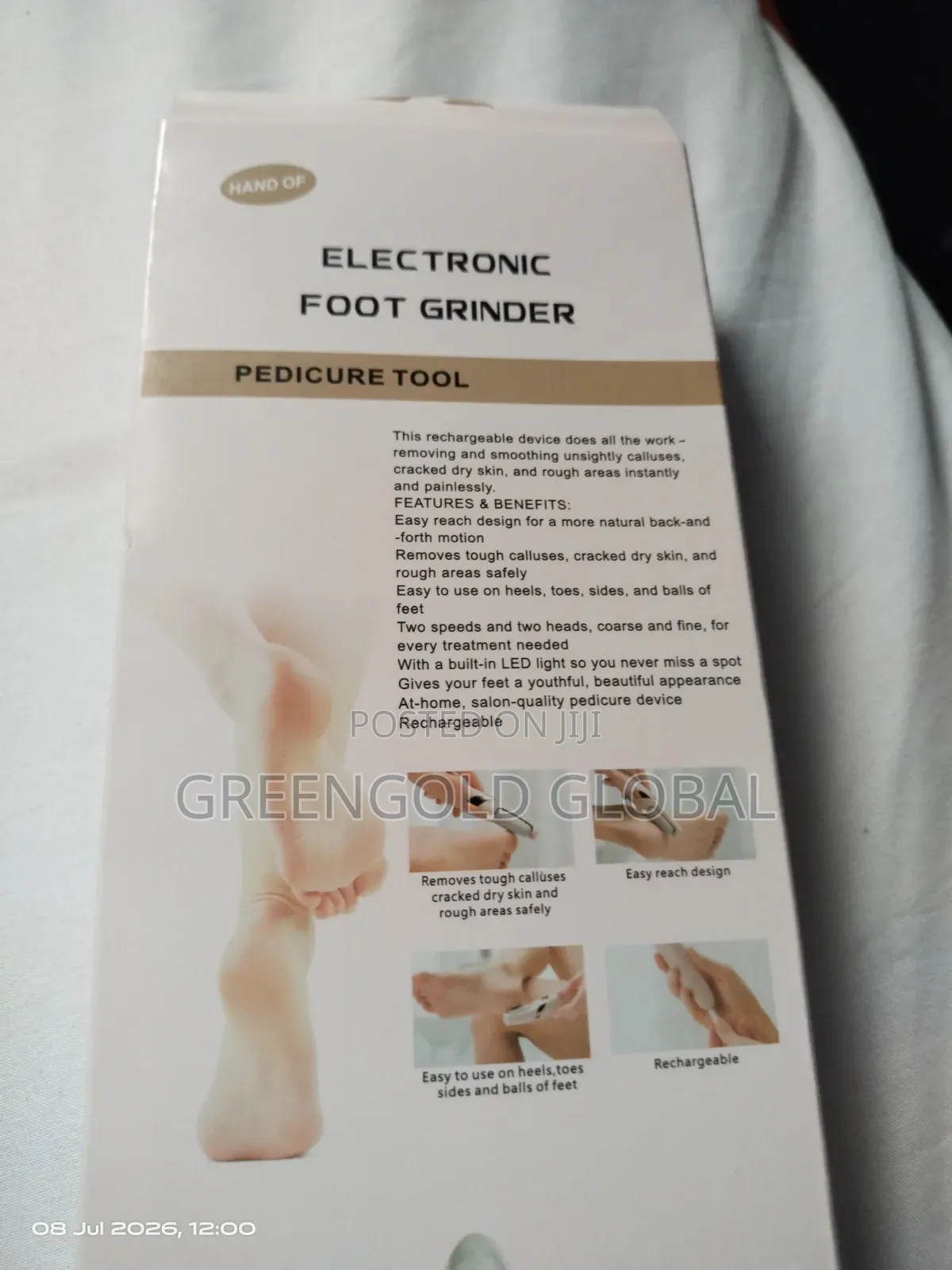Rechargeable Electronic Pedicure Tool For Smooth, Soft Feet.