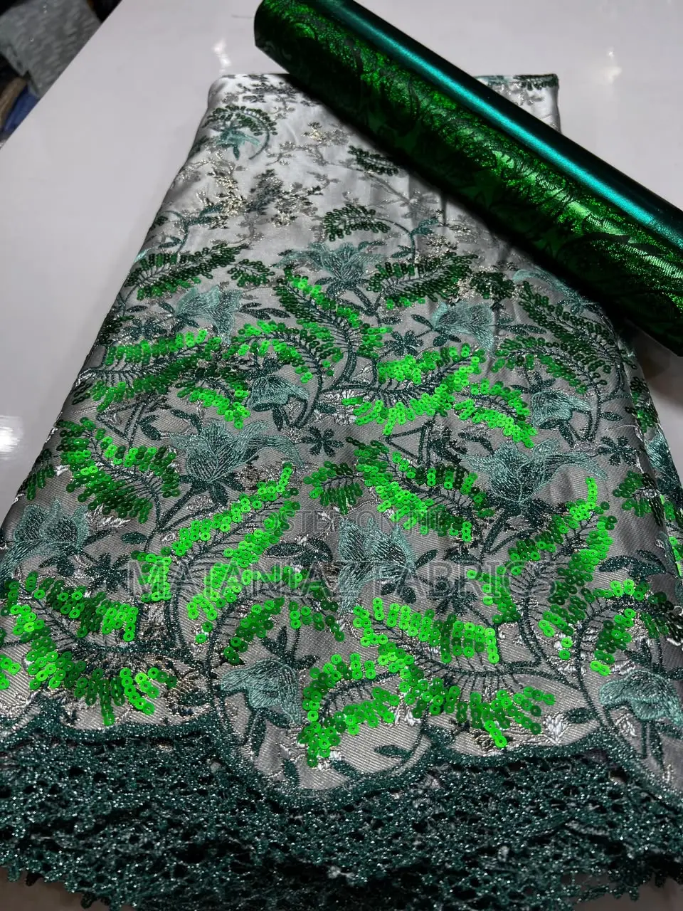 Brocade Fabric With Sequin Design