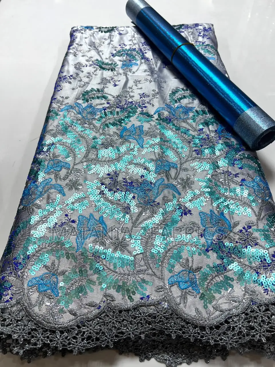 Brocade Fabric With Sequin Design