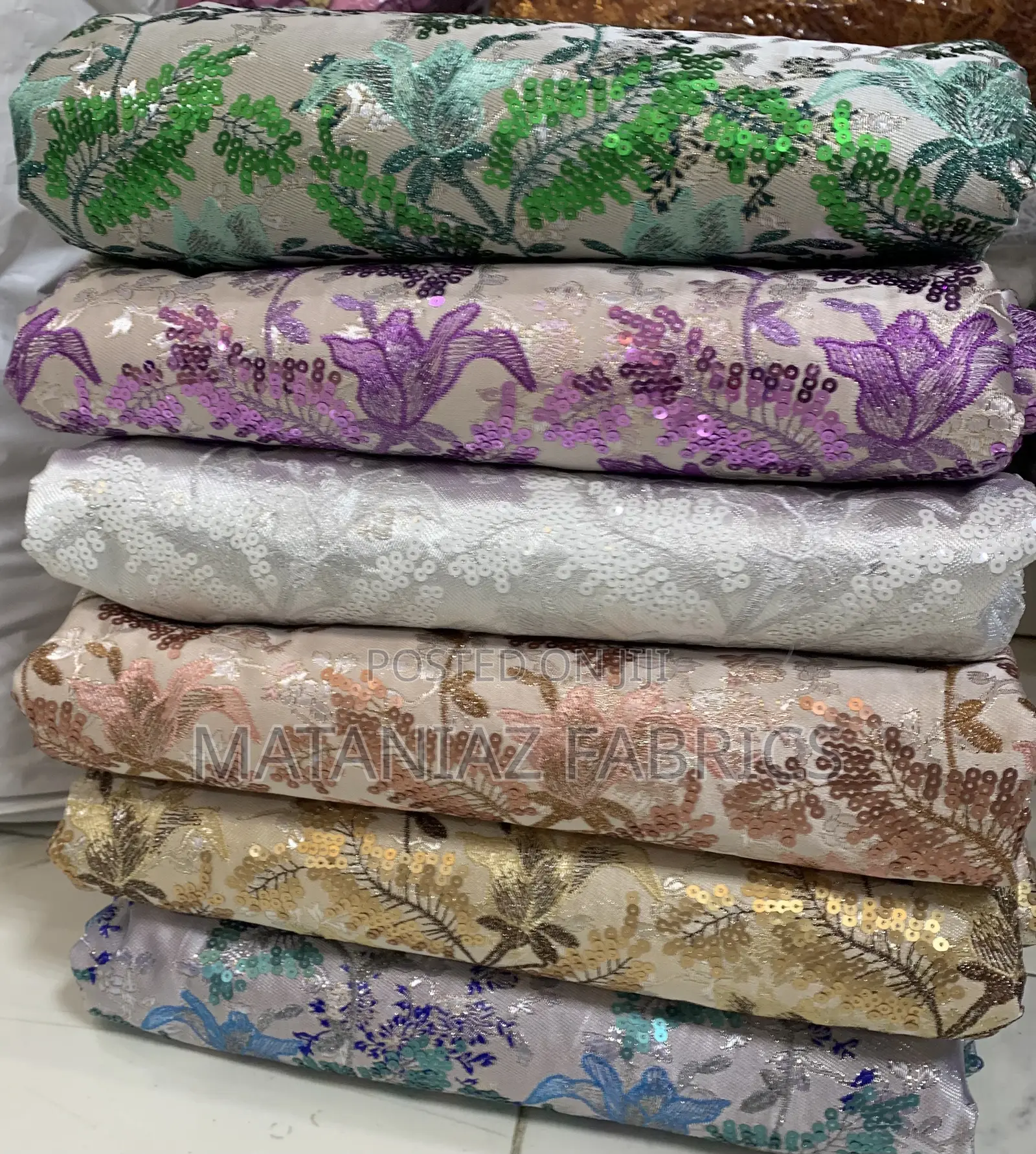 Brocade Fabric With Sequin Design