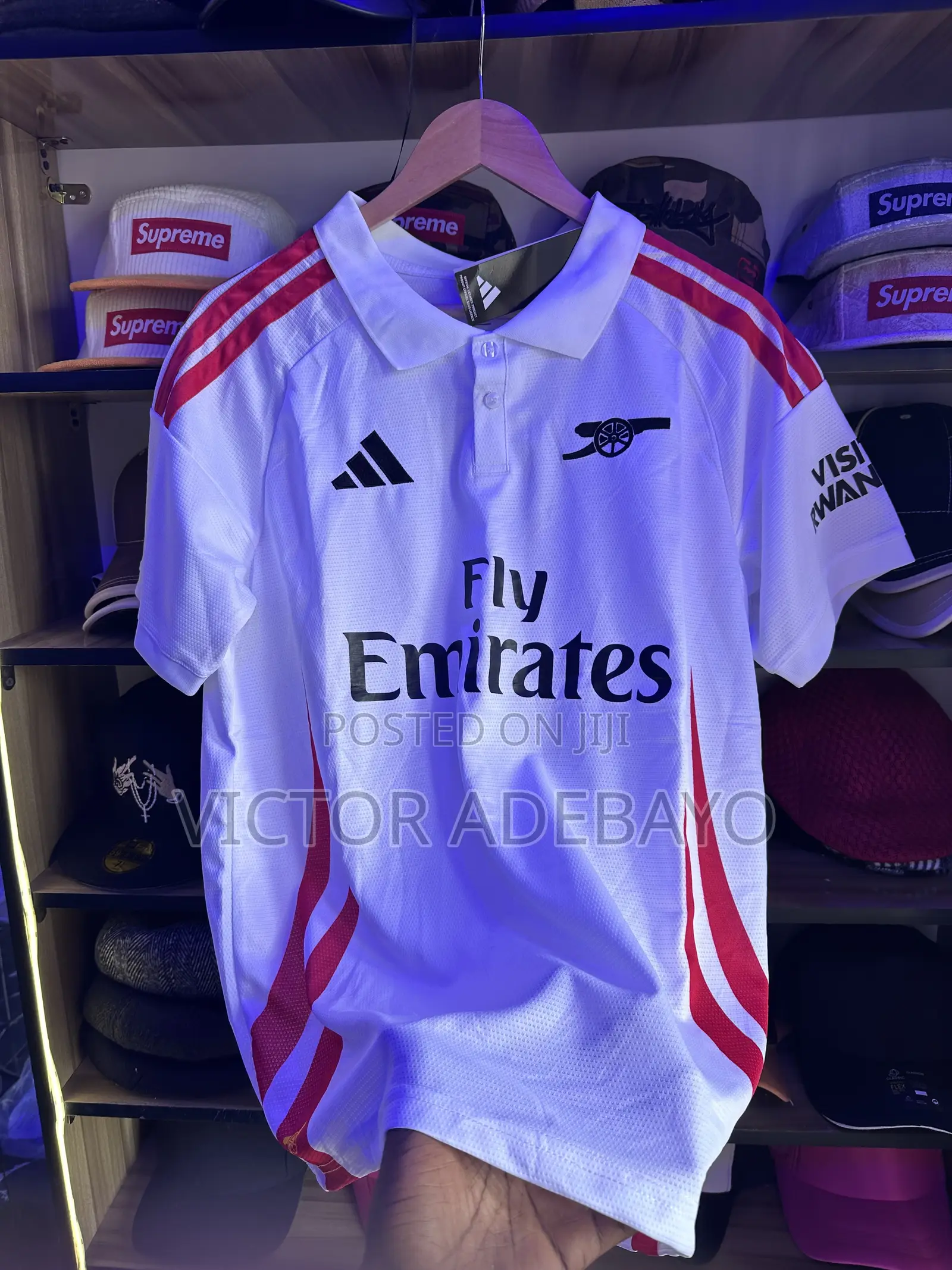 Arsenal White Collar Polo