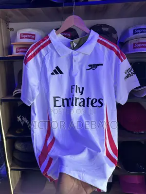 Arsenal White Collar Polo