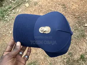 Face Cap (Blue) With Gold Plaited Crest