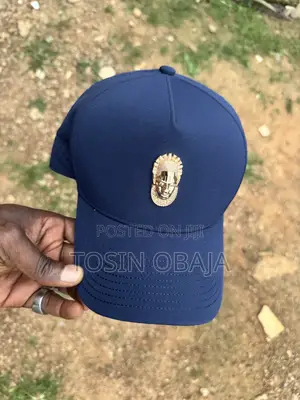 Face Cap (Blue) With Gold Plaited Crest