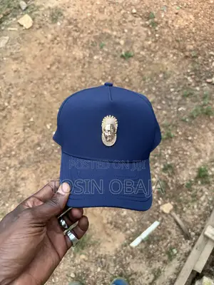 Face Cap (Blue) With Gold Plaited Crest