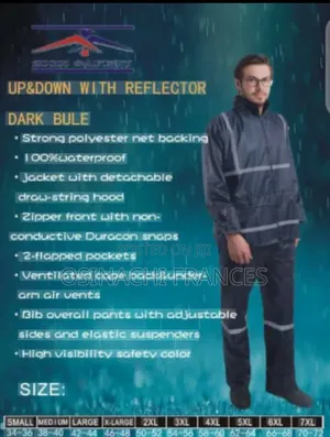 Up And Down Polyester Rain Coat With Reflector,,