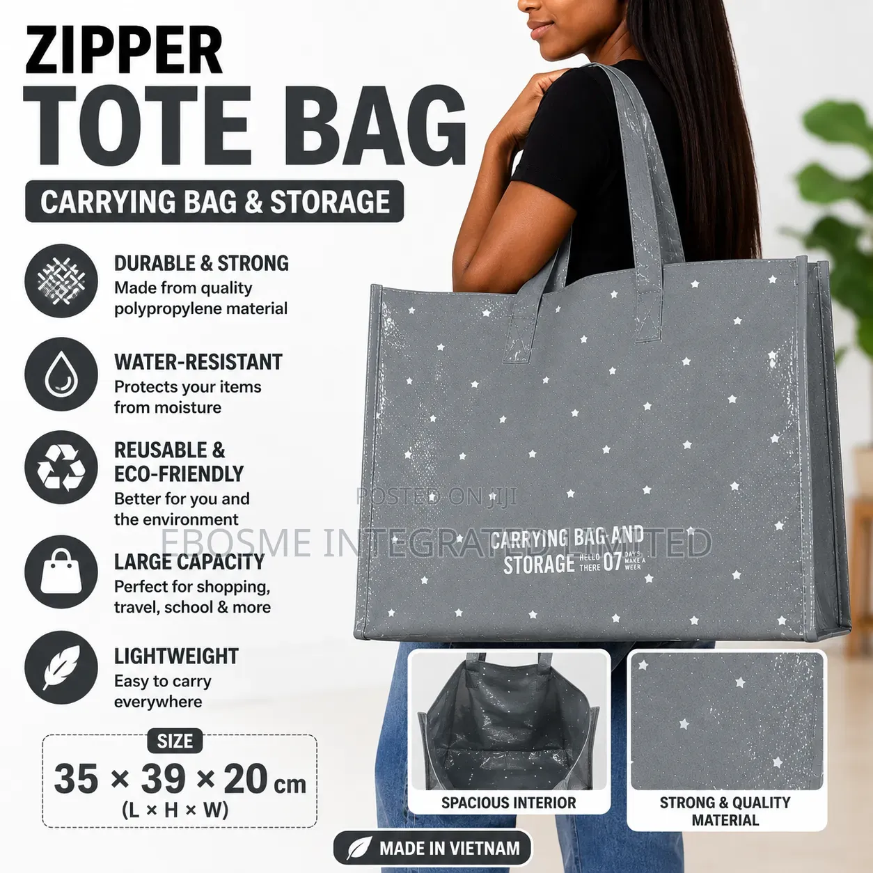 Zipper Tote Bag