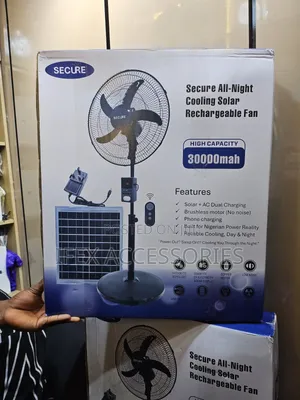 Secure All-Night Cooling Solar Rechargeable Fan (30000mah)(With Panel)