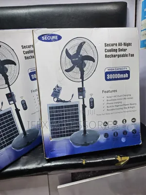 Secure All-Night Cooling Solar Rechargeable Fan (30000mah)(With Panel)