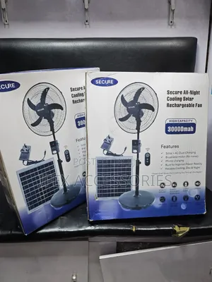 Secure All-Night Cooling Solar Rechargeable Fan (30000mah)(With Panel)
