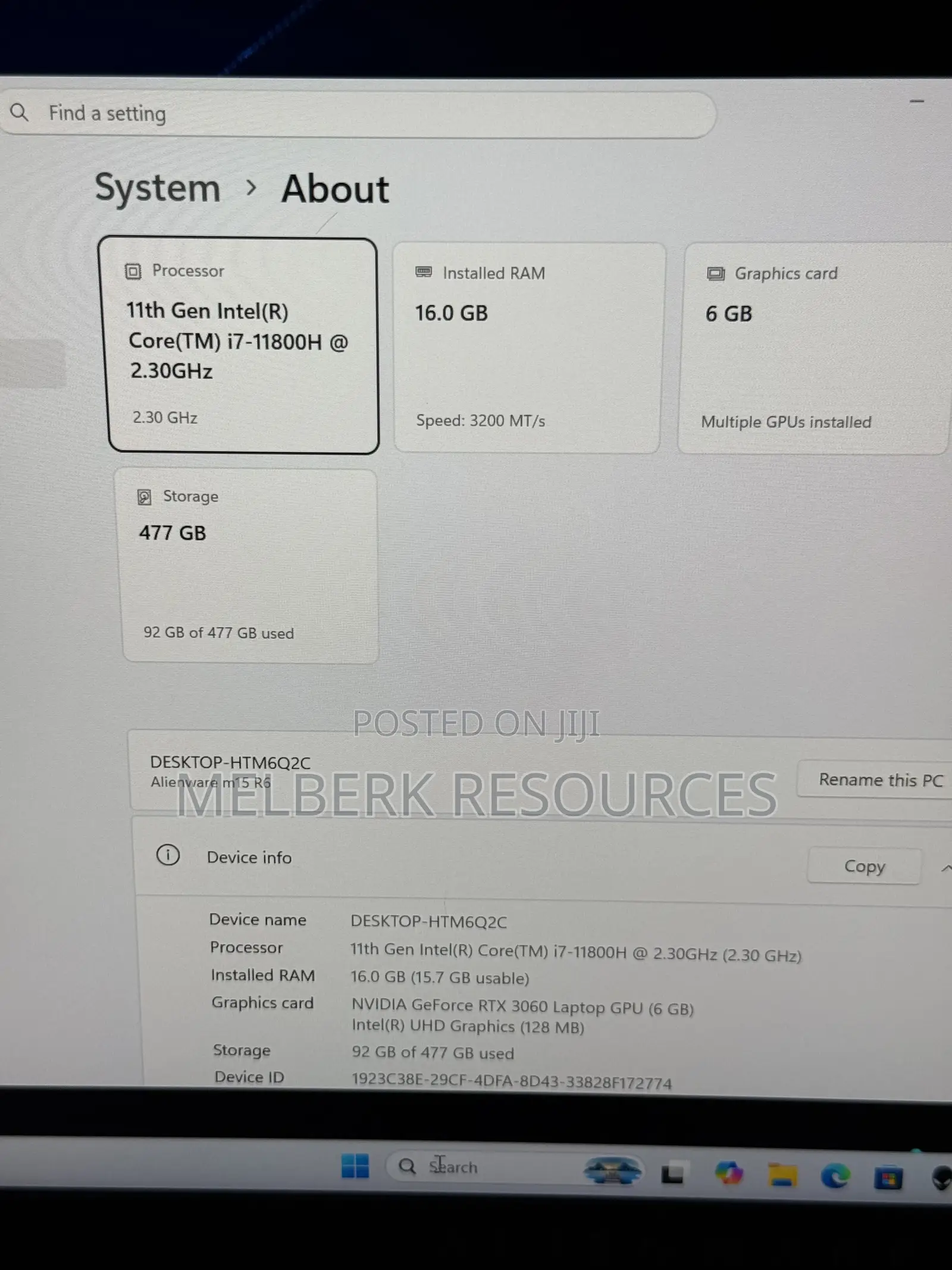 Laptop Alienware M15 R6 16GB Intel Core i7 SSD 512GB