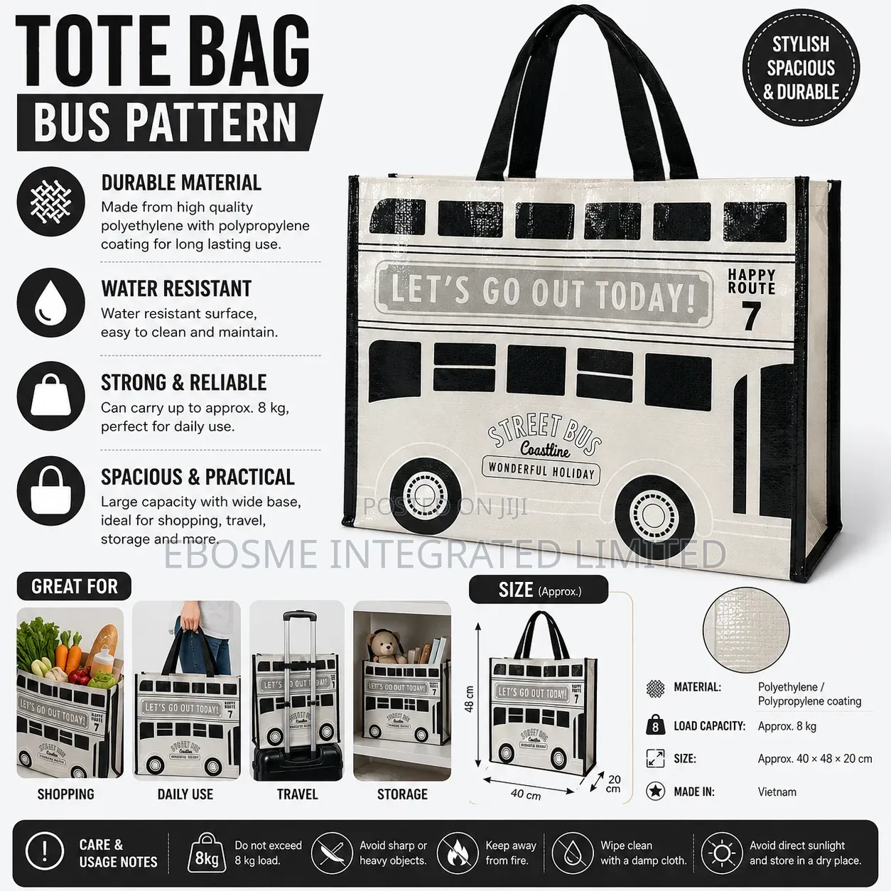 Tote Bag Bus Pattern