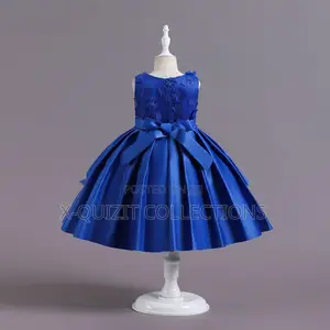 Royal Blue Floral Bow Party Dress (4y-8y)