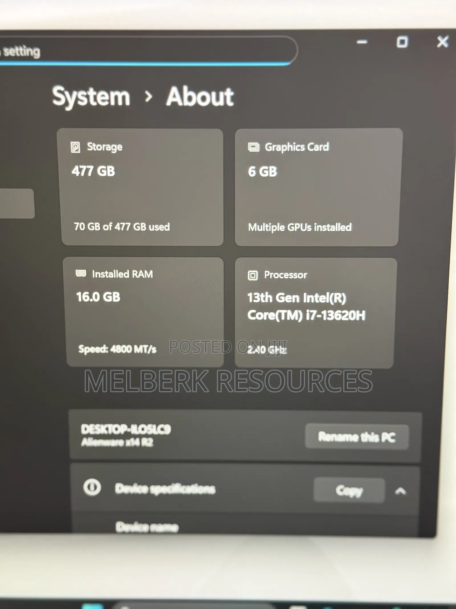 Laptop Alienware X14 16GB Intel Core i7 SSD 512GB