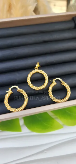 Gold Earring and Pendant Set