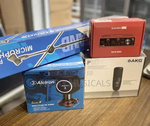 Scarlett 2i2 Soundcard, Akg P120 Mic, Alctron Pop Filter Mic Stand