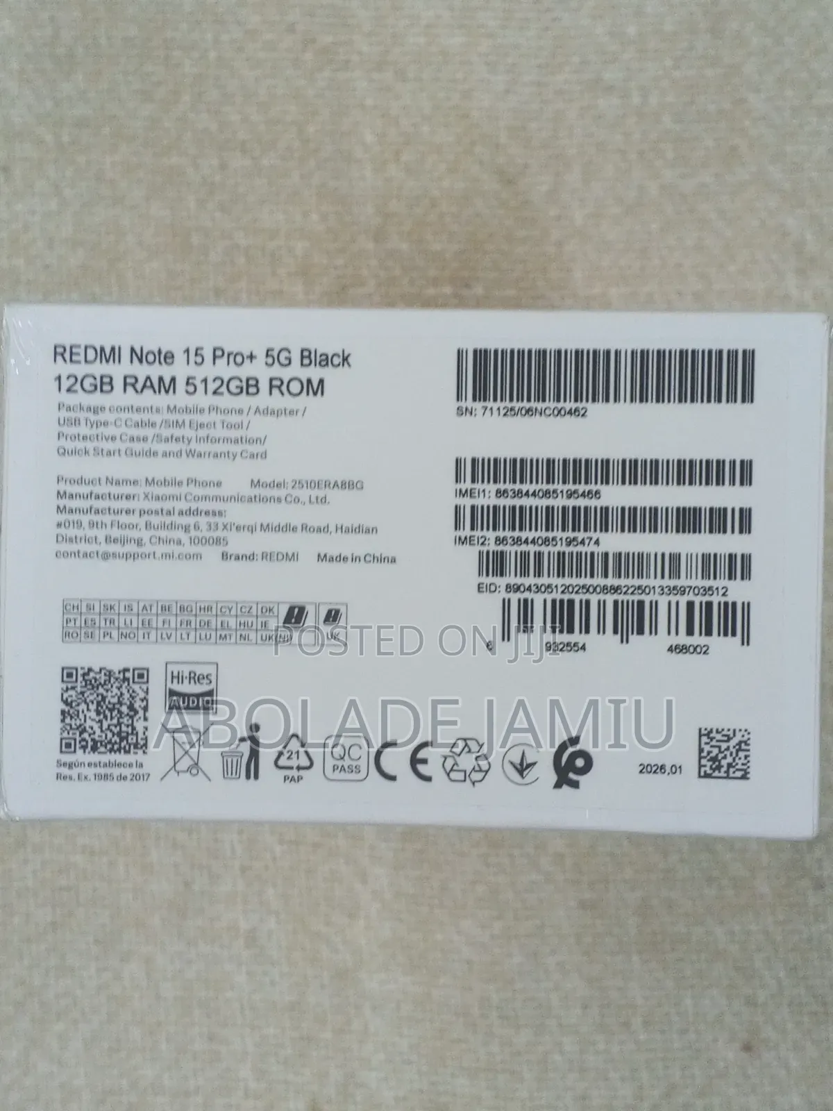 New Xiaomi Redmi Note 15 Pro+ 512 GB Black