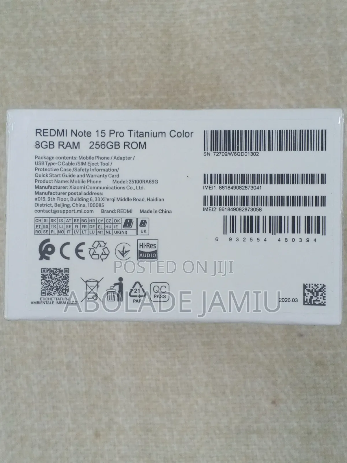 New Xiaomi Redmi Note 15 Pro 256 GB