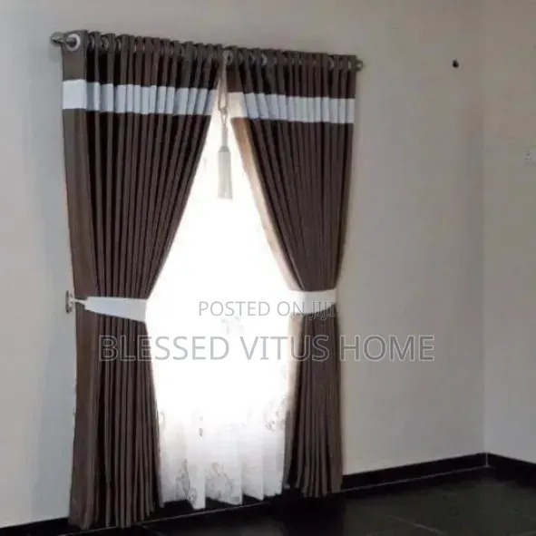 Premium Italian Brown Curtain With White Design