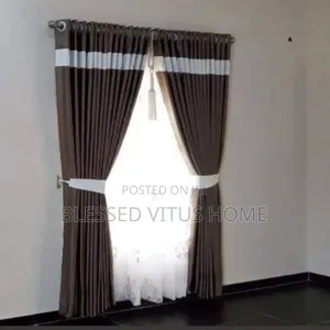 Premium Italian Brown Curtain With White Design