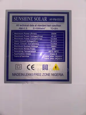 550w Original Sunshine Bona Mono Crystalline Solar Panels