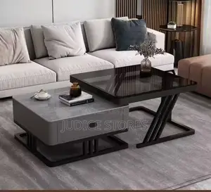 Luxury Marble and Glass Center Table With Drawer