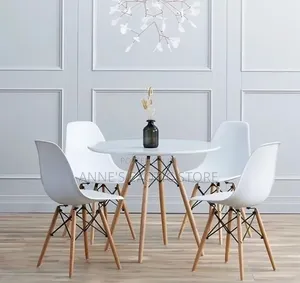 4 Seater Eames Round Dining Table and Chairs Set