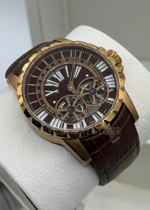 Roger Dubuis Quality Luxury Men Genuine Leather Wristwatch