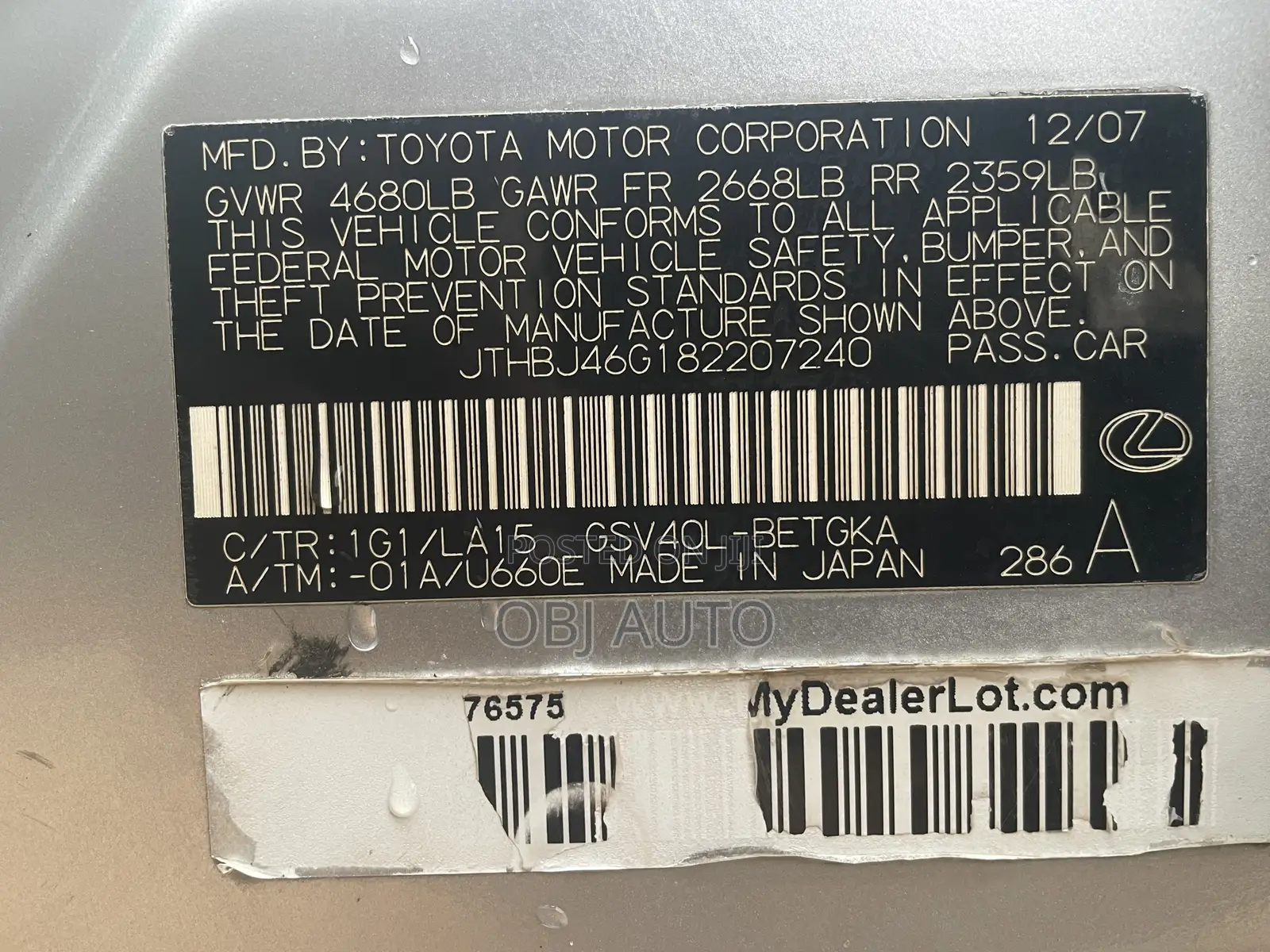 Lexus ES 350 2008 Silver