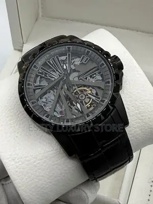 Roger Dubuis Quality Luxury Men Genuine Leather Wristwatch