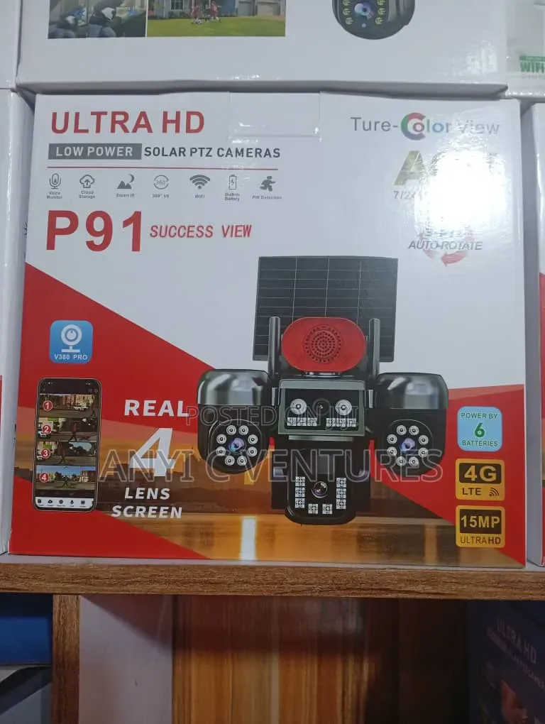 4 Lens Solar CCTV Camera