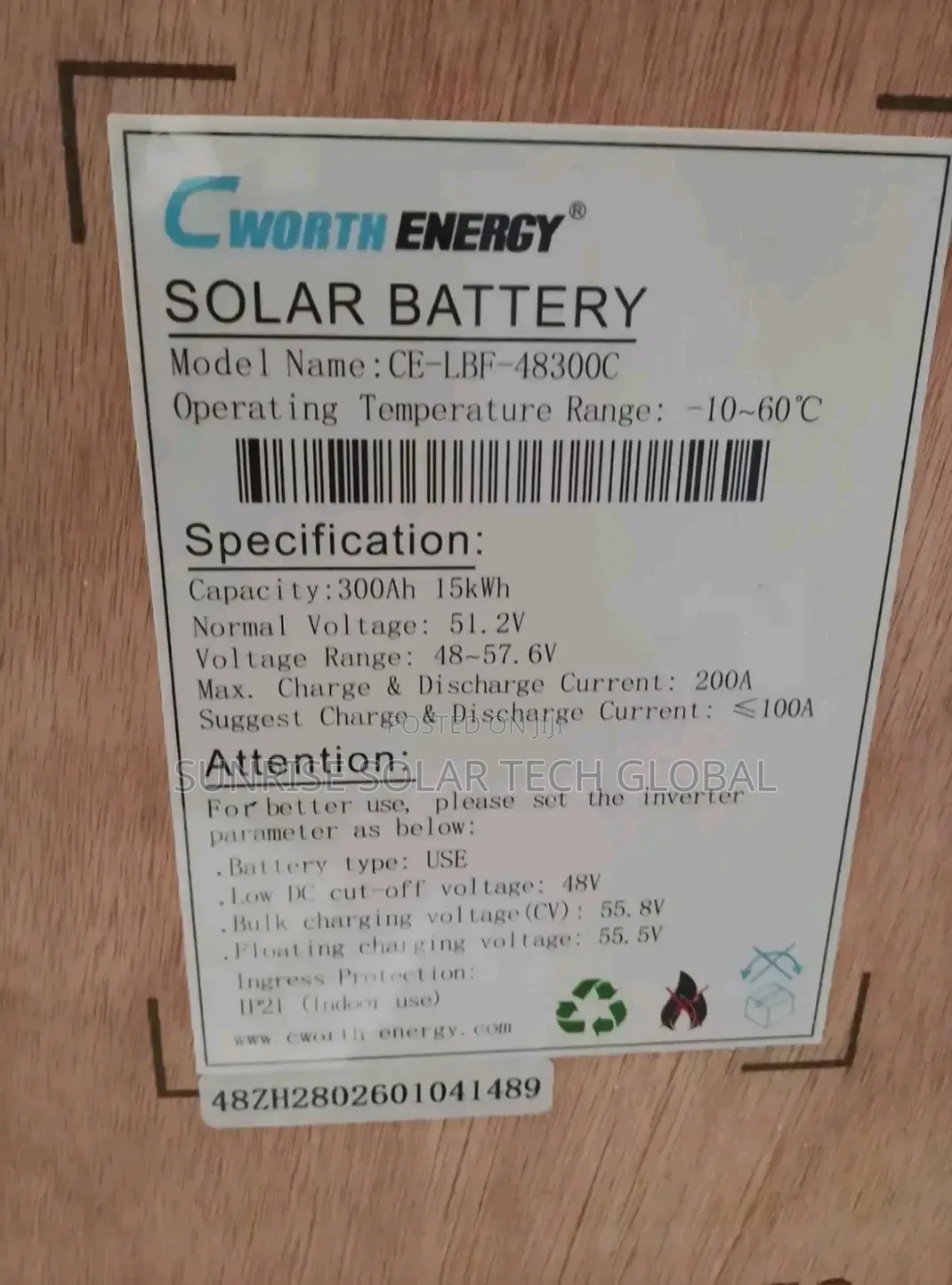 15kwh 51.2v Cworth Lithium Battery