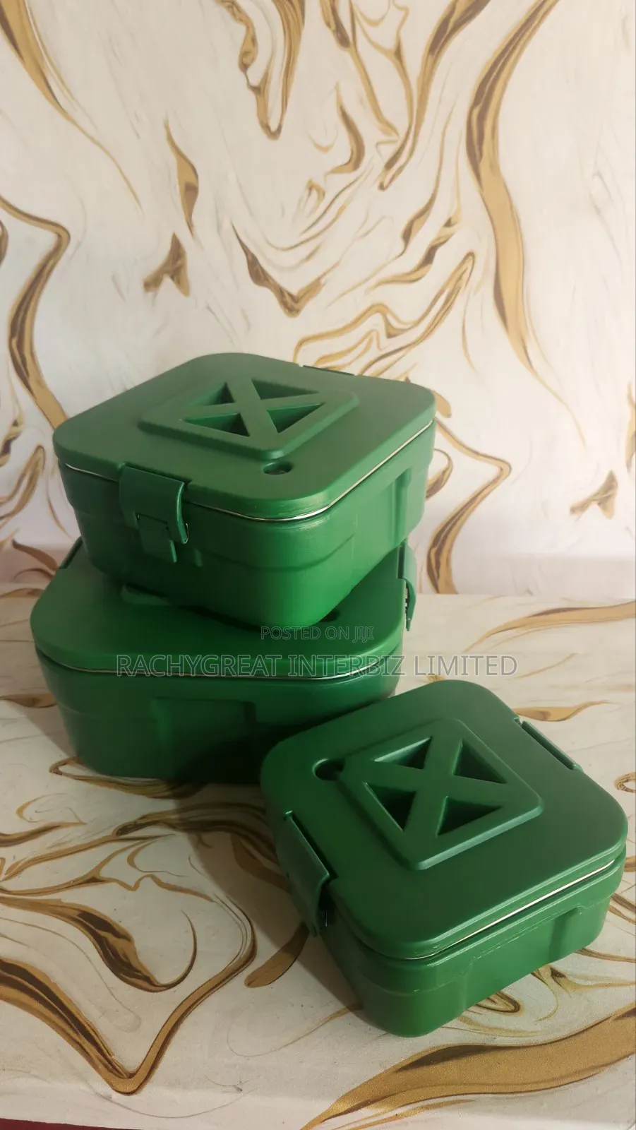 Stainless Steel Green Bento Lunch Box Set – Stackable Leak-Proof