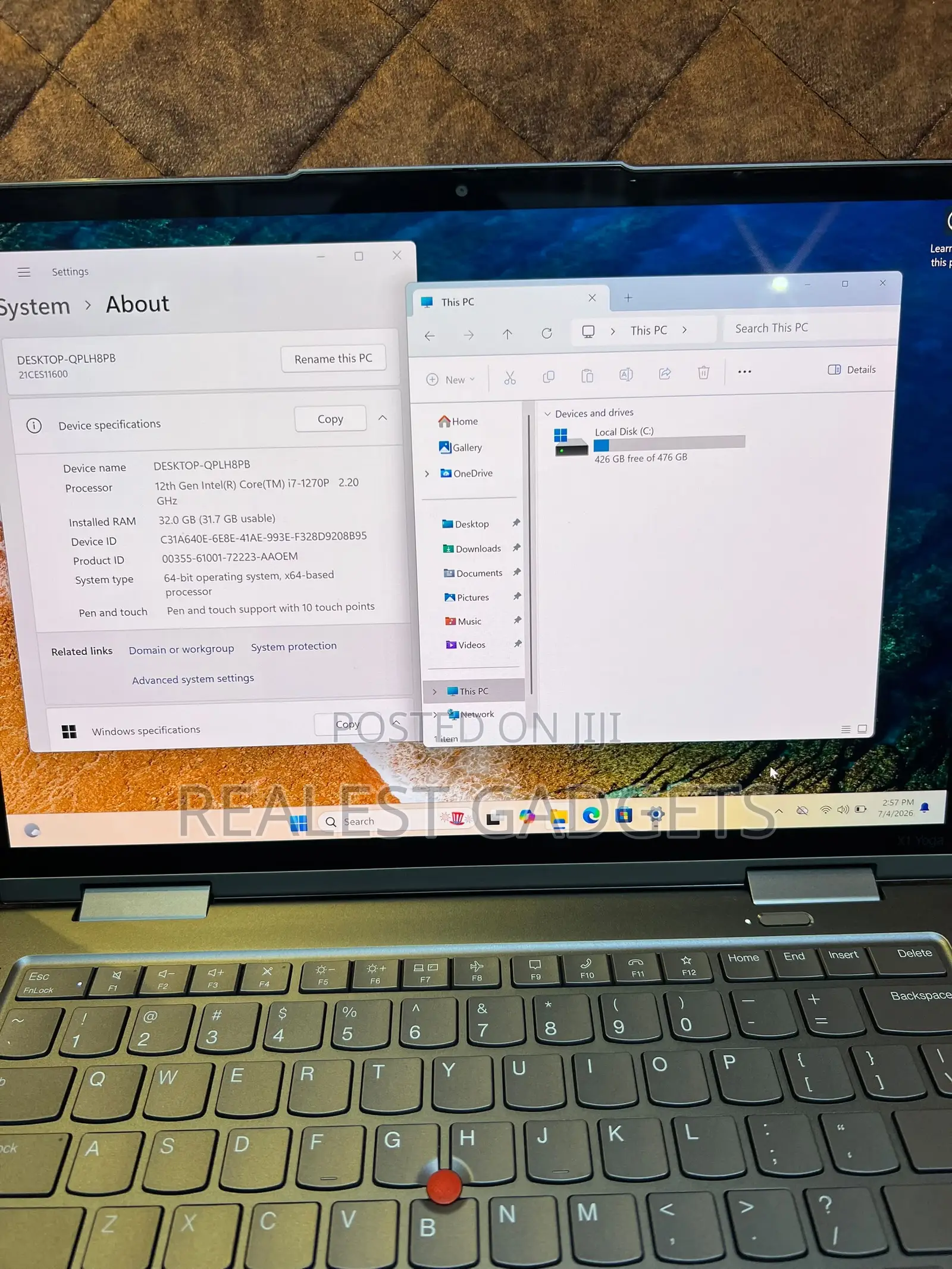Laptop Lenovo ThinkPad X1 32GB Intel Core i7 SSD 512GB