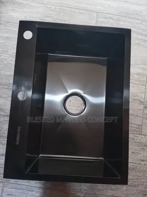 60 by 45cm Black Steel Single Bowl Kitchen Sink With Accessories