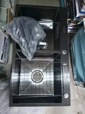 82 by 45cm Black Steel Handmade Kitchen Sink With Accessories