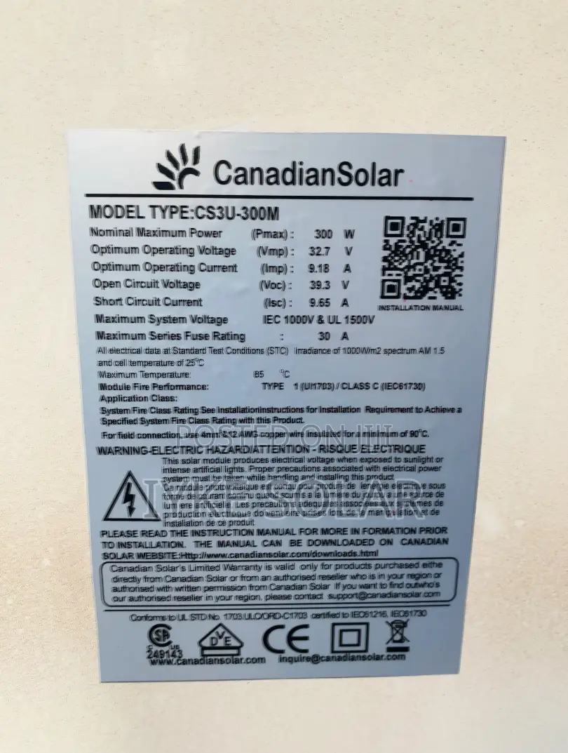 300watts Canadian Solar Panel