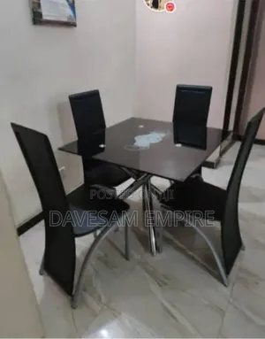 Strong, Beautiful Portable 4-Chair, Glass Table Dining Set