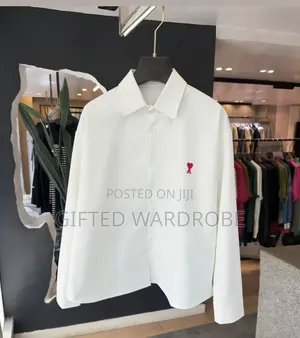 White Oversized Ami Style Button-Up Shirt