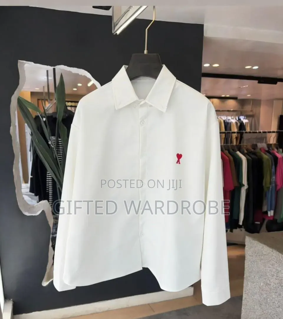 White Oversized Ami Style Button-Up Shirt