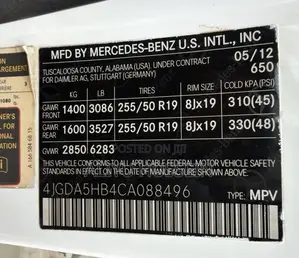 Mercedes-Benz M Class 2012 White