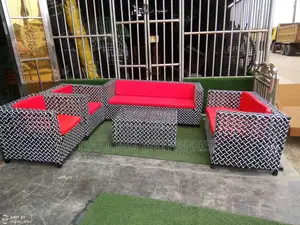 Outdoor Rattan Set 7 Sitters Chair and Table