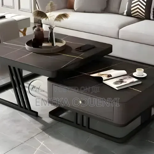 Real Marble Twin Center Table With Drawer