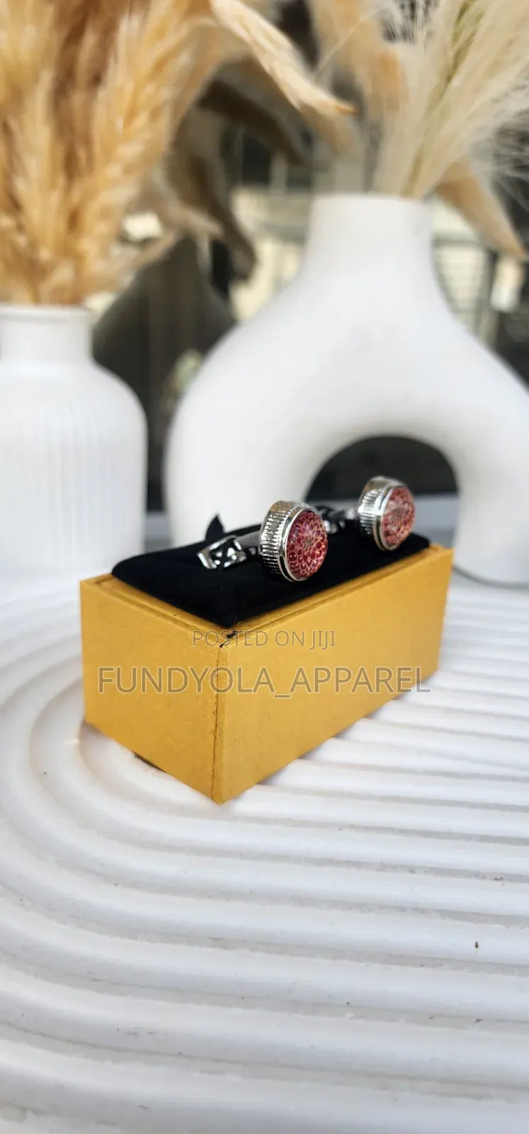 Red and Silver Mix Cufflinks