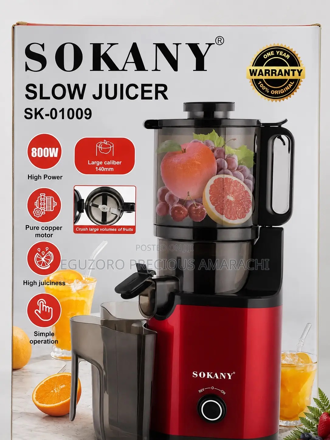 Sokany Sk-01009 Slow Juicer 800w