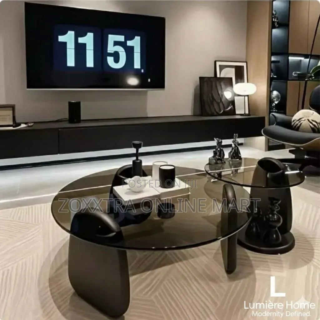Round Glass Coffee Table Set