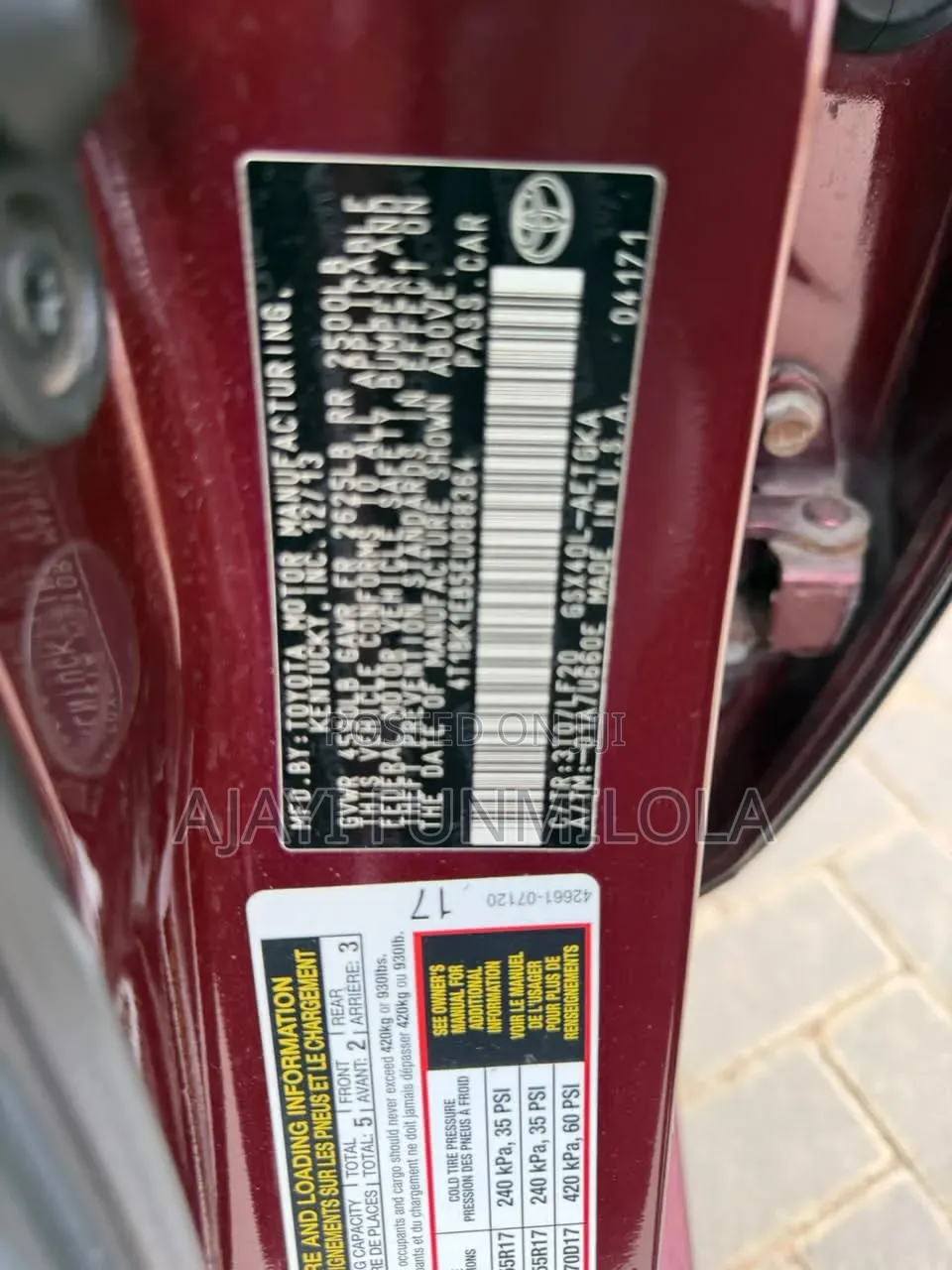 Toyota Avalon 2014 Red