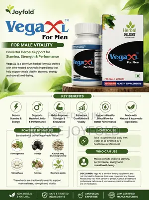 Vega Xl- Male Organ Enhancer, Libido ,Erectile Dysfunction, Back Pain