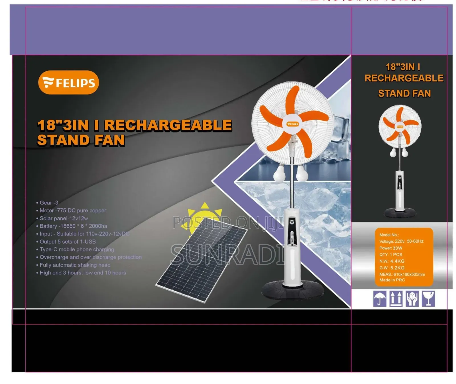 Luxury 18 Inches Solar Fan