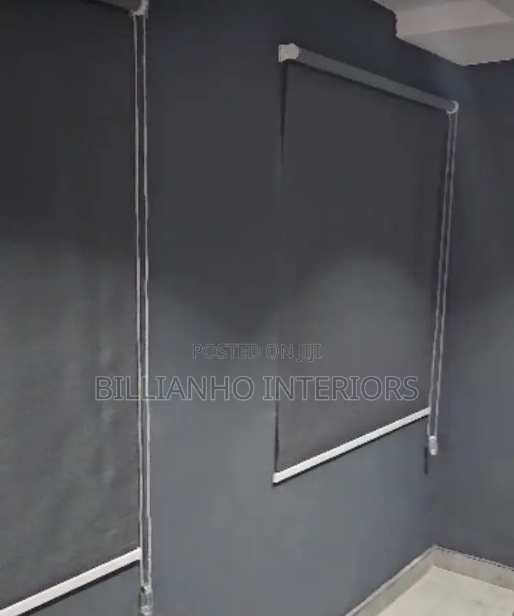 Dark Gray Open Rail Roller Blinds